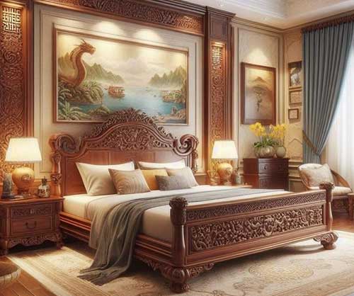 Giuong Tu Dung Quan Ao Bang Go Phong Cach Co Dien 5e