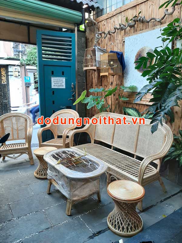 Bộ bàn ghế mây đan tự nhiên cho quán cafe